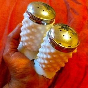 Vintage Fenton milk glass salt and pepper shakers